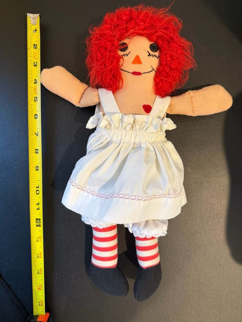 Vintage Raggedy Ann Style Cloth Stuffed Yarn Hair Doll